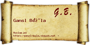 Gansl Béla névjegykártya